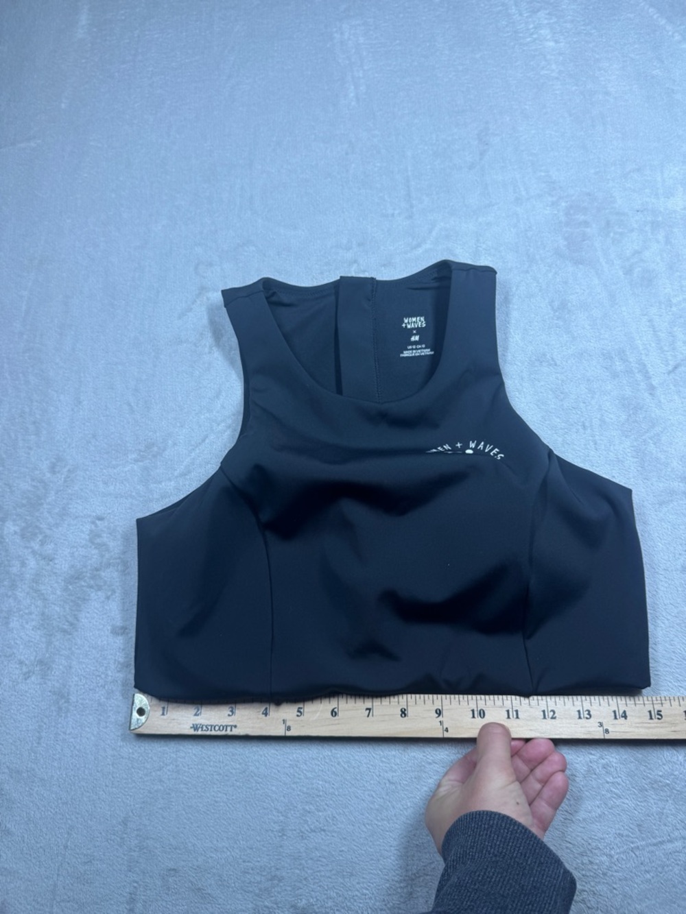 Women + Waves X H&M Black Padded Bikini Zip Back Surf Top Size 12 - Picture 9 of 16